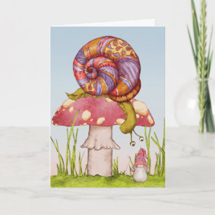 Paisley orange purple snail friend hello miss you note card