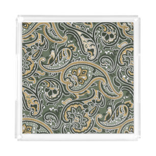 Paisley Oriental Ethnic, Vintage Seamless. Acrylic Tray