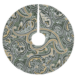 Paisley Oriental Ethnic, Vintage Seamless. Brushed Polyester Tree Skirt