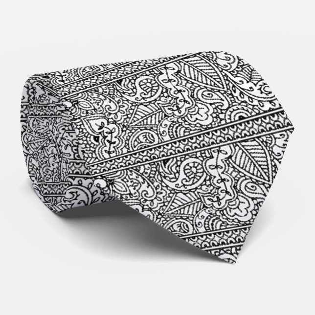 Paisley Passion - Black (Henna) Neck Tie (Rolled)