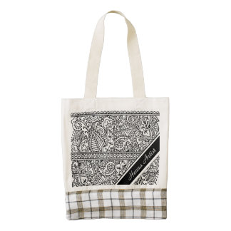 Paisley Passion - Black (Henna) Zazzle HEART Tote Bag