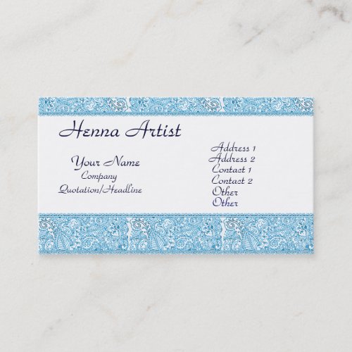 Paisley Passion _ Blue Henna Business Card