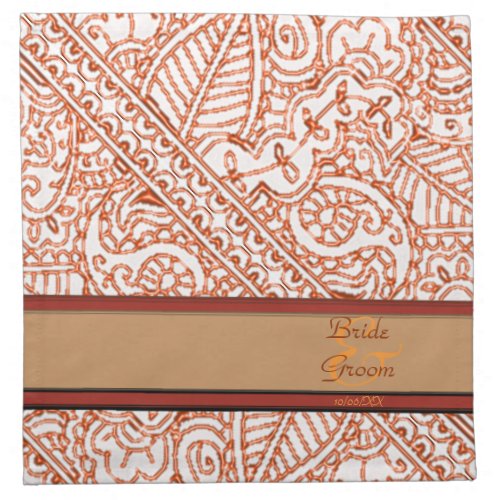 Paisley Passion _ Orange Henna Wedding Cloth Napkin