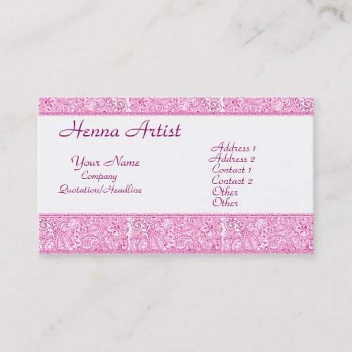 Paisley Passion _ Pink Henna Business Card