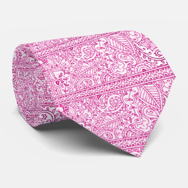 Paisley Passion - Pink (Henna) Neck Tie (Rolled)