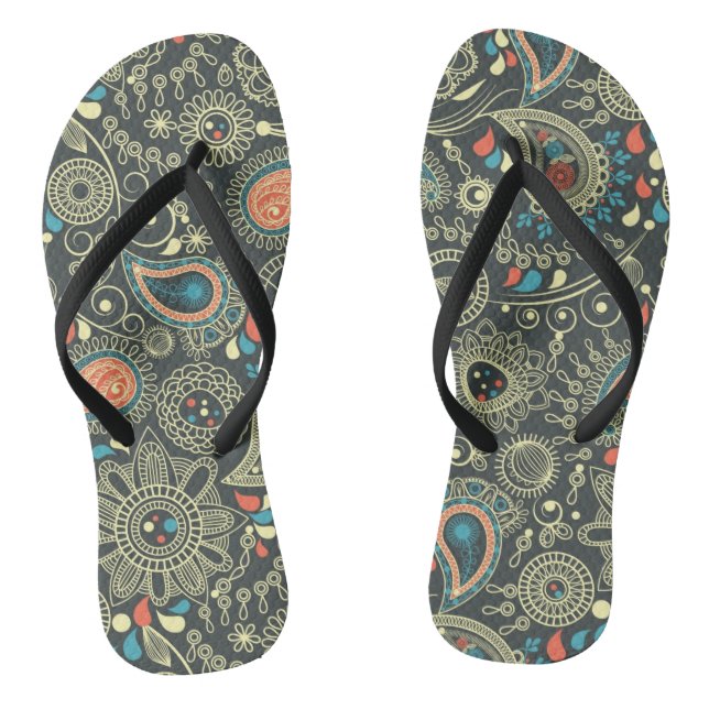 Paisley Pattern 3 Flip Flops (Footbed)