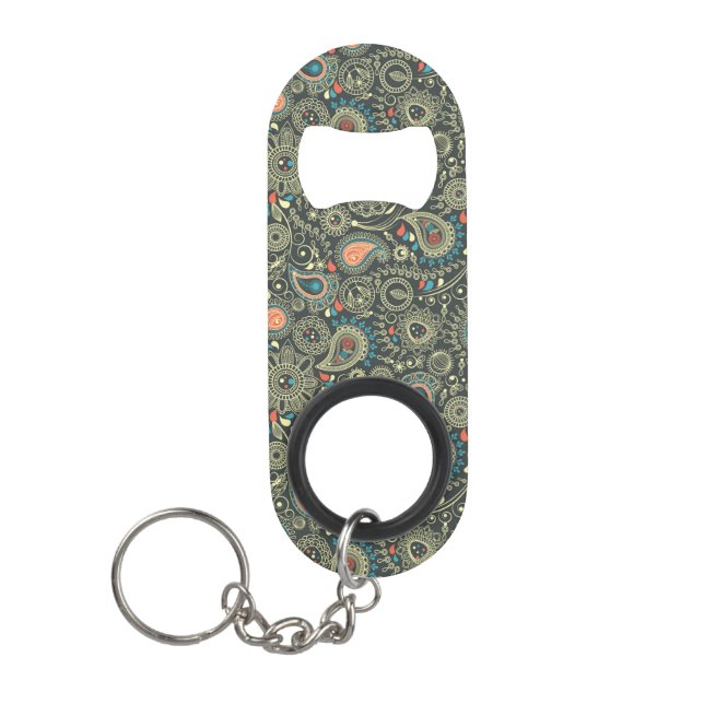 Paisley Pattern 3 Keychain Bottle Opener (Front)