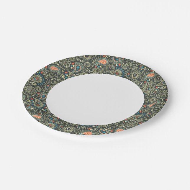 Paisley Pattern 3 Paper Plates (Angled)
