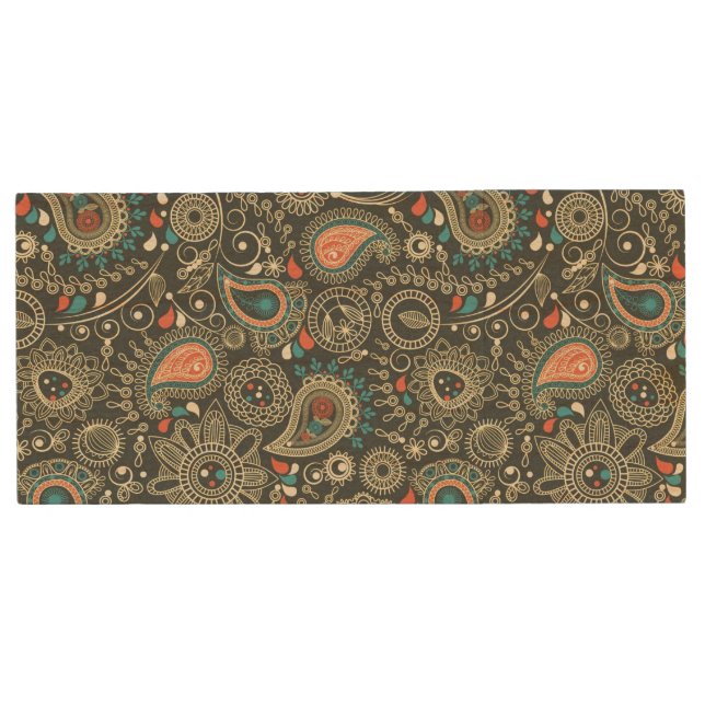 Paisley Pattern 3 Wood Flash Drive (Front)