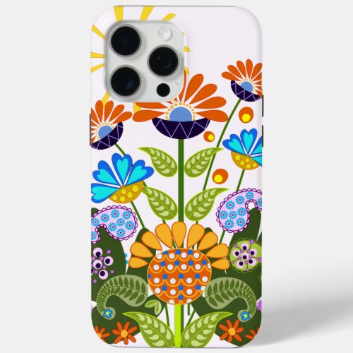 Paisley pattern and Fantasy Flowers iPhone 15 Pro Max Case