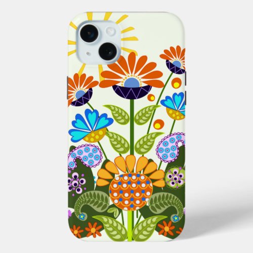 Paisley pattern and Fantasy Flowers iPhone 15 Plus Case