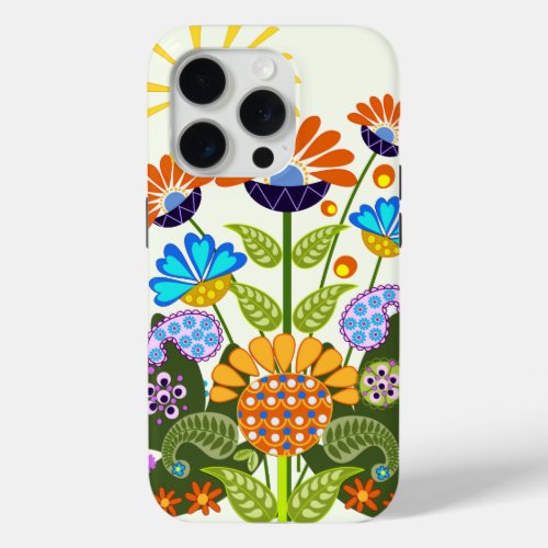 Paisley pattern and Fantasy Flowers iPhone 15 Pro Case