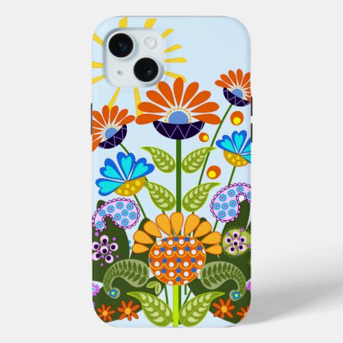 Paisley pattern and Fantasy Flowers iPhone 15 Plus Case