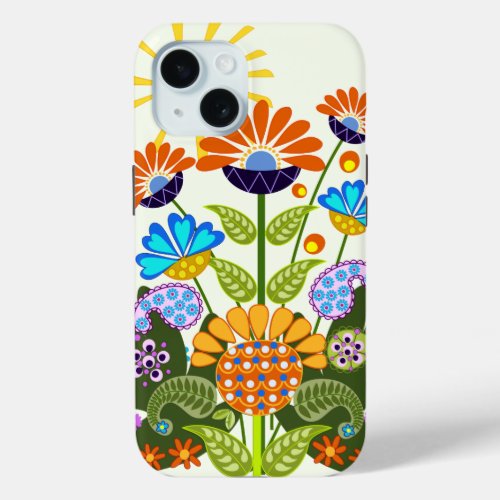 Paisley pattern and Fantasy Flowers iPhone 15 Case