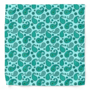 Paisley Pattern, Aqua and Turquoise Bandana