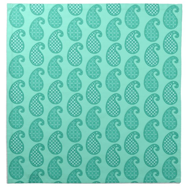 Paisley pattern, aqua and turquoise cloth napkin (Front)
