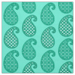 Paisley pattern, aqua and turquoise fabric