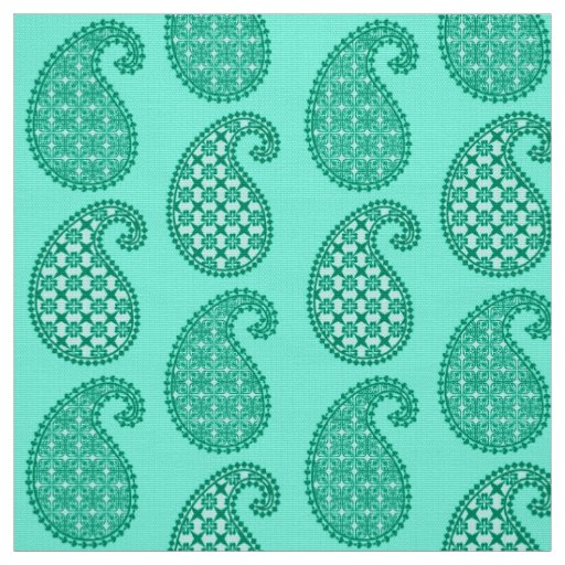 Paisley pattern, aqua and turquoise fabric