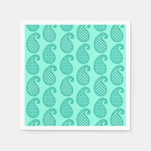 Paisley pattern, aqua and turquoise napkins