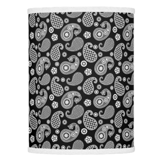 Paisley Pattern, Black and White Lamp Shade (Front)