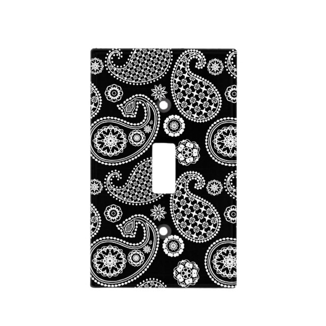 Paisley pattern, Black and White Light Switch Cover (Front)