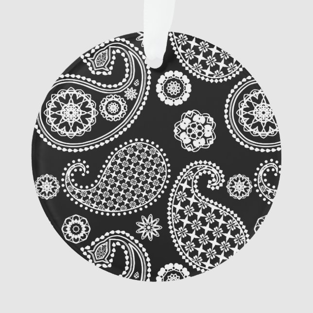 Paisley pattern, Black and White Ornament (Front)