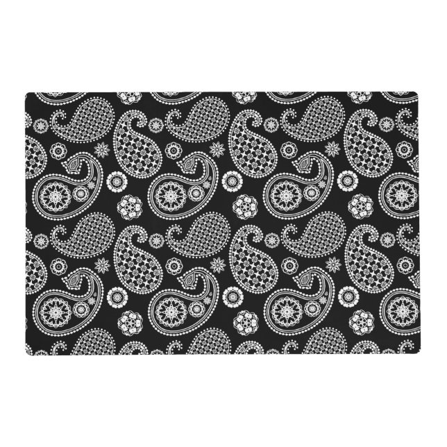 Paisley pattern, Black and White Placemat (Front)