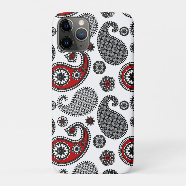 Paisley pattern, Black, White and Red Case-Mate iPhone Case (Back)
