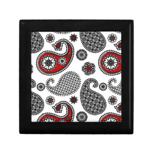 Paisley pattern, Black, White and Red Keepsake Box