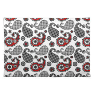 Paisley pattern, Black, White and Red Placemat
