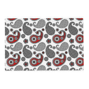 Paisley pattern, Black, White and Red Placemat