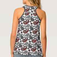 Paisley pattern, Black, White and Red Tank Top