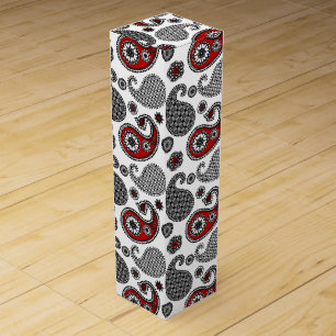 Paisley pattern, Black, White and Red Wine Box