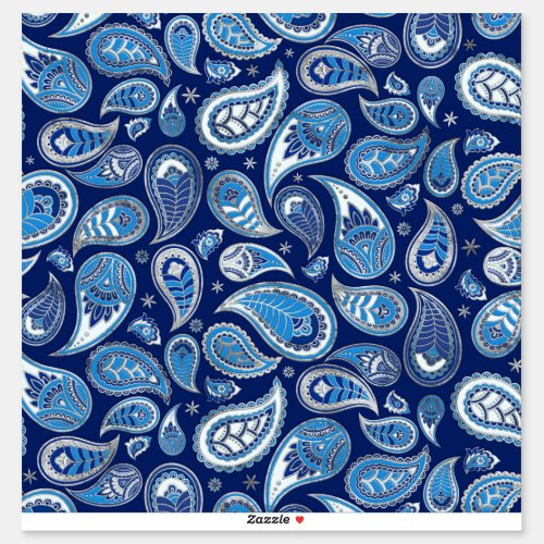 Paisley Pattern _ Blue and silver Sticker