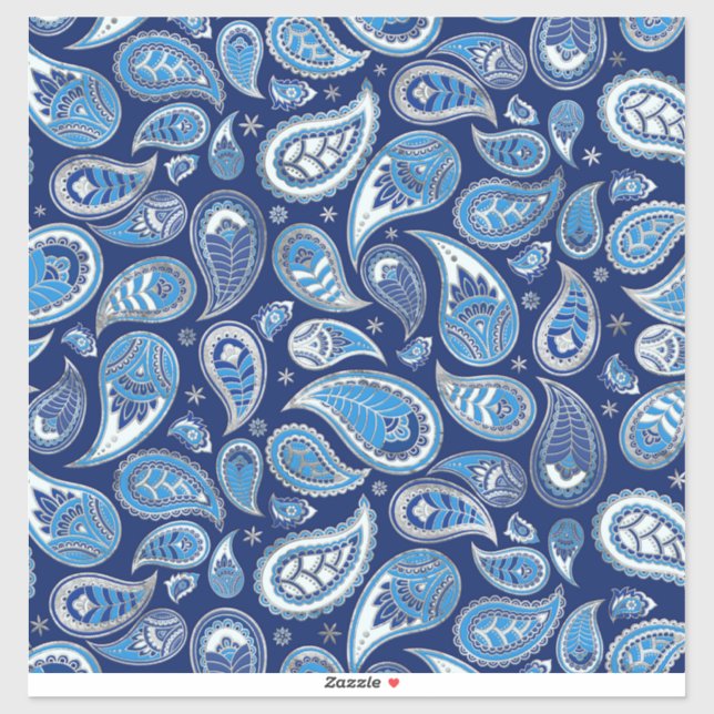Paisley Pattern - Blue and silver Sticker (Sheet)