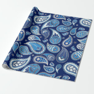 Paisley Pattern - Blue and silver Wrapping Paper