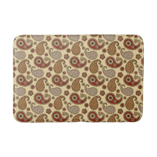 Paisley pattern, brown, tan and beige bathroom mat
