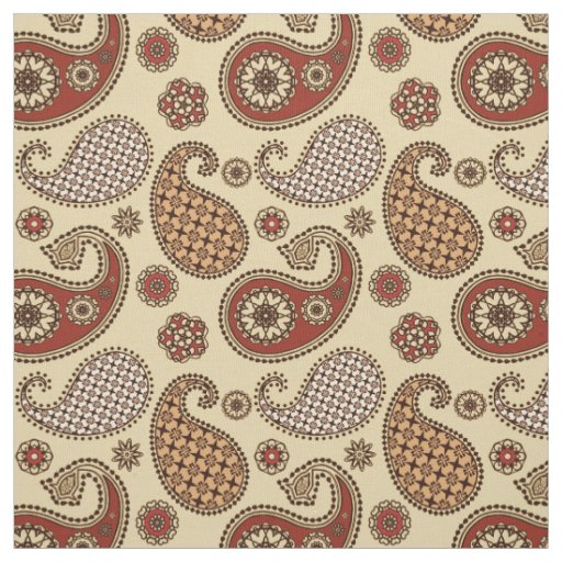 Paisley pattern, brown, tan and beige fabric