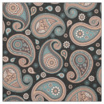 Paisley pattern brown teal black elegant fabric