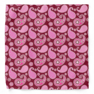 Paisley pattern, Burgundy, Pink and White Bandana