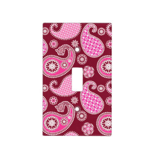 Paisley pattern, Burgundy, Pink and White Light Switch Cover