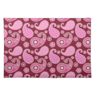 Paisley pattern, Burgundy, Pink and White Placemat