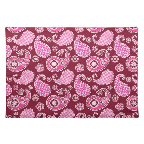 Paisley pattern Burgundy Pink and White Placemat