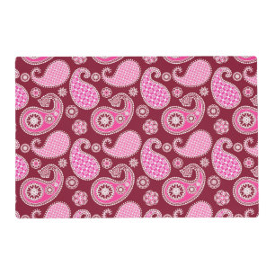 Paisley pattern, Burgundy, Pink and White Placemat