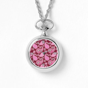 Paisley pattern, Burgundy, Pink and White Watch