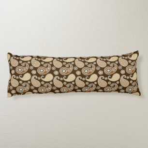 Paisley pattern, Chocolate Brown and Tan Body Pillow