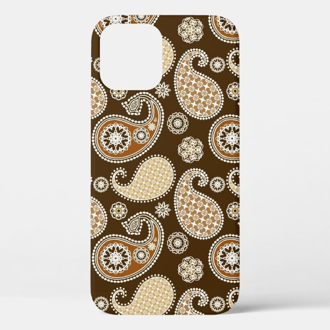 Paisley pattern, Chocolate Brown and Tan Case-Mate iPhone Case (Back)