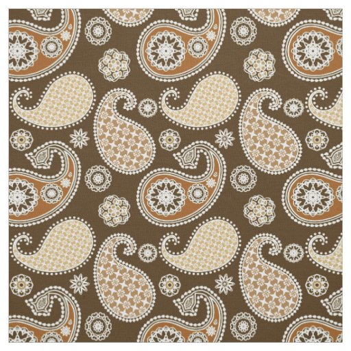 Paisley pattern, Chocolate Brown and Tan Fabric