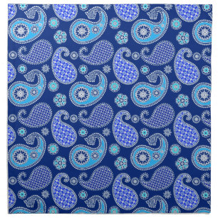 Paisley pattern, cobalt blue and white cloth napkin
