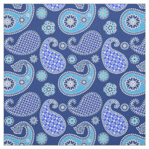 Paisley pattern, cobalt blue and white fabric
